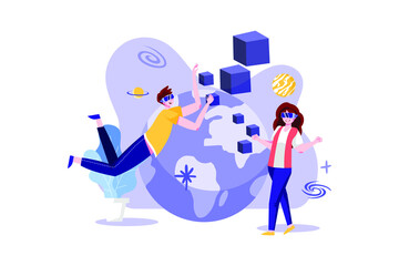 Virtual Reality Illustration concept. Flat illustration isolated on white background.