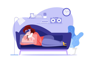 Virtual Reality Illustration concept. Flat illustration isolated on white background.