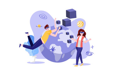 Virtual Reality Illustration concept. Flat illustration isolated on white background.
