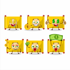 Yellow paper roll chinese cartoon character with cute emoticon bring money