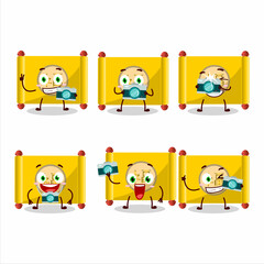 Photographer profession emoticon with yellow paper roll chinese cartoon character