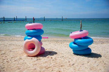 Beach trip - Inflatable swimming ring for on beach.Family vacation