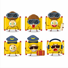 Pilot cartoon mascot yellow paper roll chinese with glasses