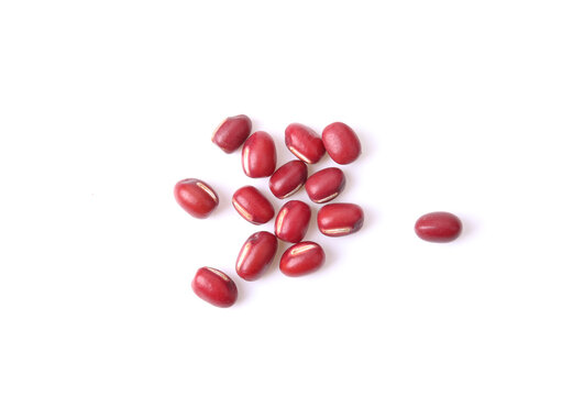 Azuki Bean or Red Bean Seeds on white Background.