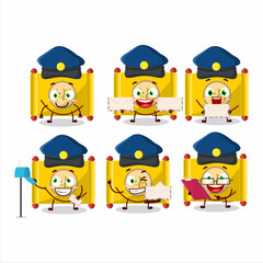 A picture of cheerful yellow paper roll chinese postman cartoon design concept