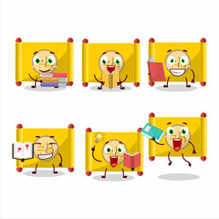 A picture of yellow paper roll chinese cartoon character concept reading an amusing book