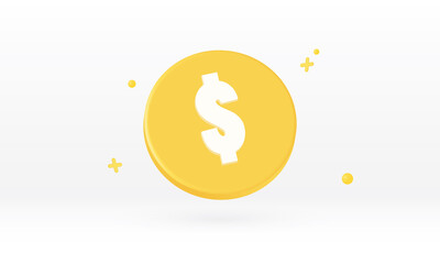 Gold Dollar coin on white background