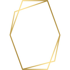 Luxury golden geometric polyhedron shape frame. - obrazy, fototapety, plakaty