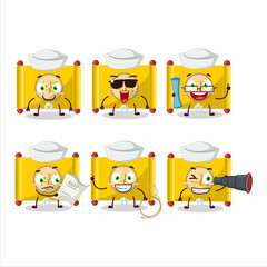 A character image design of yellow paper roll chinese as a ship captain with binocular