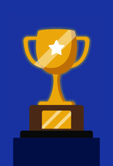 gold trophy cup poodium