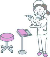 女性看護師の注射