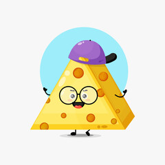 Cute cheese character wearing a hat