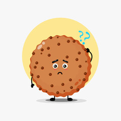 Cute chocolate cookie character confused