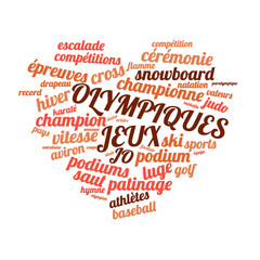 Illustration JO en nuage de mots avec un fond transparent