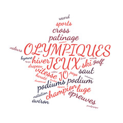 Illustration JO en nuage de mots avec un fond transparent