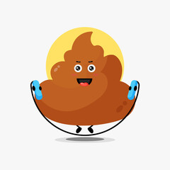 Cute poop character doing jump rope