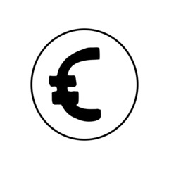 coin with euro symbol hand drawn in doodle style. vector, line art, nordic, scandinavian, minimalism, monochrome. icon, sticker. money.