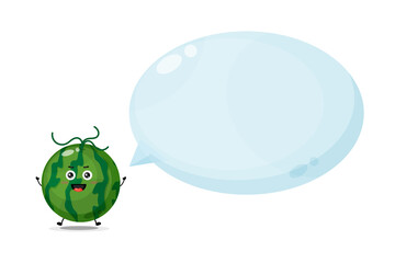 Cute watermelon character with bubble speech