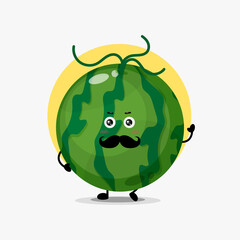 Cute watermelon character with mustache