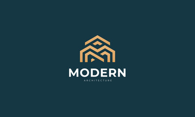 Modern Home Architecture - Real Estate Logo Template Construction Company Brand Idea