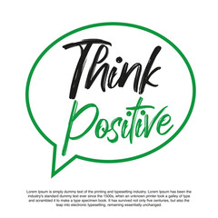 Think positive Logo design. think positive for logotype, flyer, banner, invitation or greeting card, postcard. Green Cloud logo. Creative cloud.