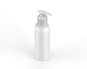 Blank cosmetic bottle with pump dispenser for branding, Cosmetic bottle with pump mockup on isolated white background, 3d render illustration