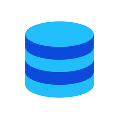 Database server storage icon vector graphic illustration in blue