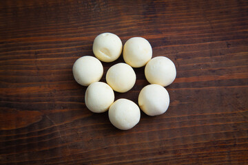 Traditional oriental appetizer kurt on a wooden background 