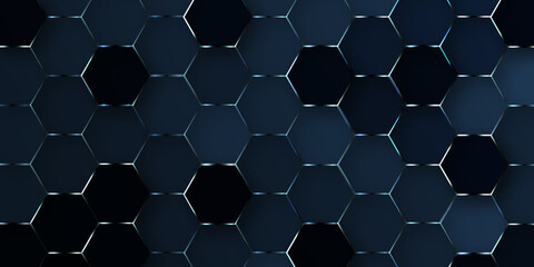 Abstract seamless modern and creative blue hexagon background. Creative and decorative modern technological hexagon pattern background for any design, technology and communication related works