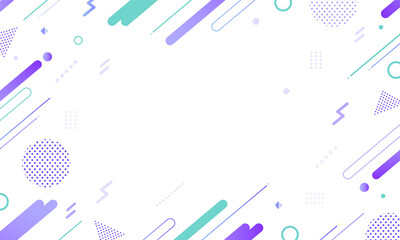 【紫・青系】幾何学模様背景・メンフィスのフレームパターン素材