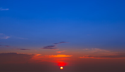 Beautiful and colourful sunset over Skies in Phuket Thailand