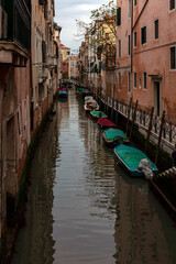Fototapeta na wymiar The canals of Venice are streets, and boats are transport.