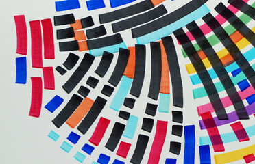 Obraz premium hand painted original impressionism practice drawing colored lines with copic marker and curves , straight lines