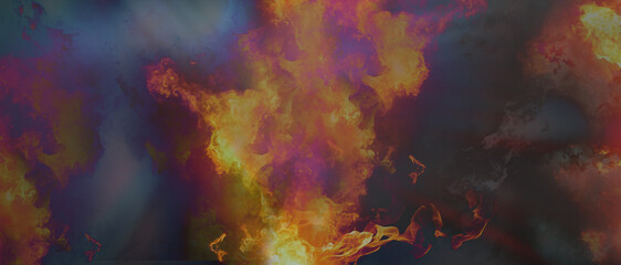 fire flames and smoke 3d-illustration