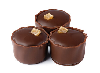 Chocolate sweets on a white background