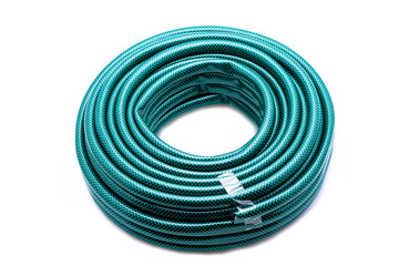 Fototapeta na wymiar blue plastic hose on white