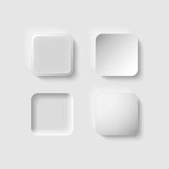 Realistic buttons for the interface. Vector illustration of a set of realistic white buttons. A sketch for creativity.