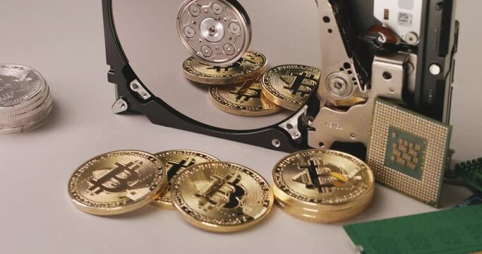 Reflection of BTC on the Storage disc. Modern Computing technology to process crypto transactions