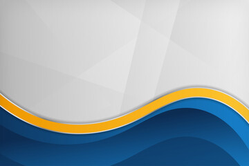 Modern abstract bright blue and yellow curve wave business banner background. Presentation template for corporate, company, backdrop, wallpaper, poster, flyer, brochure.
