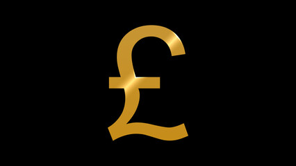 Gold-colored shiny Pound Symbol. Pound currency symbol or icon isolated.