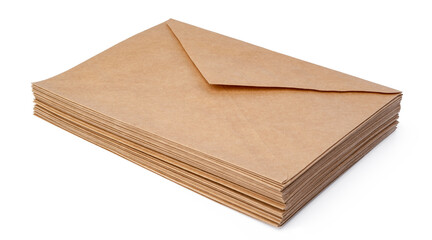 Brown craft envelope isolated on white background