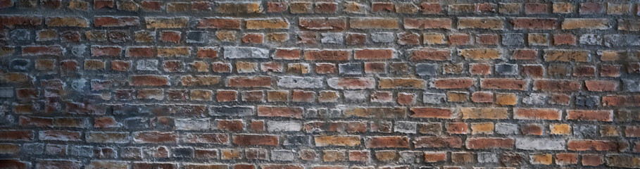 Empty old red brick wall background