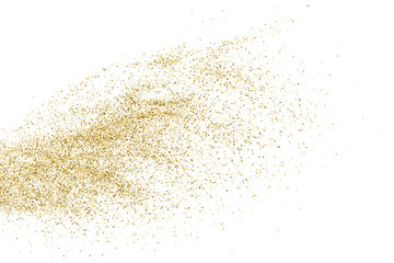 Gold Glitter Texture Isolated On White. Goldish Color Sequins. Celebratory Background. Golden Explosion Of Confetti. Vector Illustration, Eps 10.