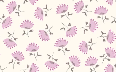 Papier Peint photo Pastel Motif floral harmonieux basé sur des ornements traditionnels d& 39 art populaire. Fleurs colorées sur fond clair. Style scandinave. Style nordique suédois. Illustration vectorielle. Modèle minimaliste simple