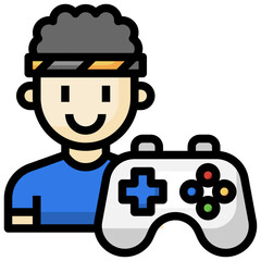 GAMER filled outline icon,linear,outline,graphic,illustration