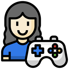 GAMER filled outline icon,linear,outline,graphic,illustration