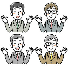 OKサインをするビジネスマンの上半身セット