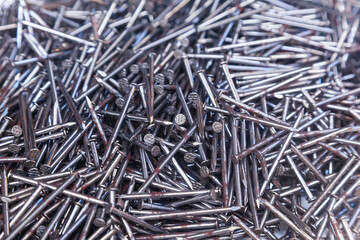 Pile of new nails, close-up.