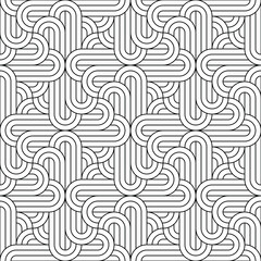 Seamless geometric ornament . Black color thin lines .