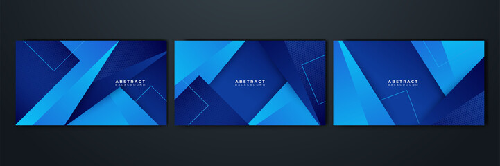 Dark blue abstract background geometry shine and layer element vector for presentation design. Suit for business, corporate, institution, party, festive, seminar, and talks.